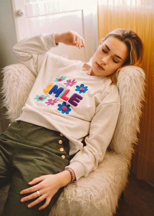 Sweat Smile I Beige chiné - Image 3