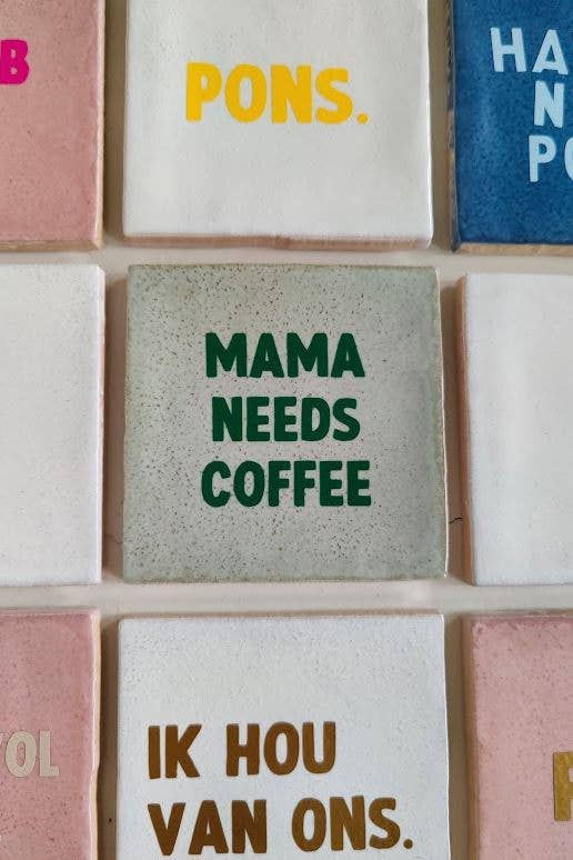 Tile - Maman a besoin de café: Vert foncé / Vert clair - Image 2