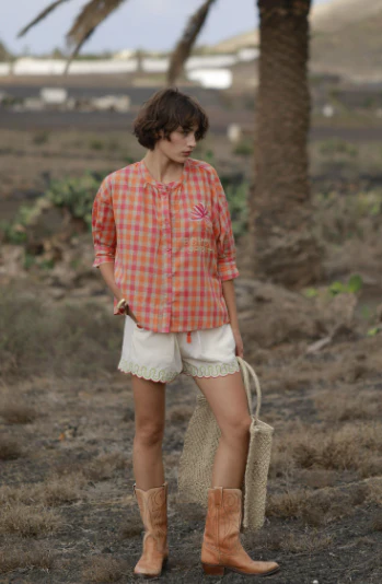 TOP SIMONE CARREAUX ORANGE - Image 3