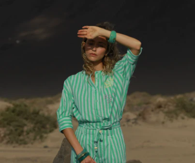 TOP SIMONE RAYURE TURQUOISE