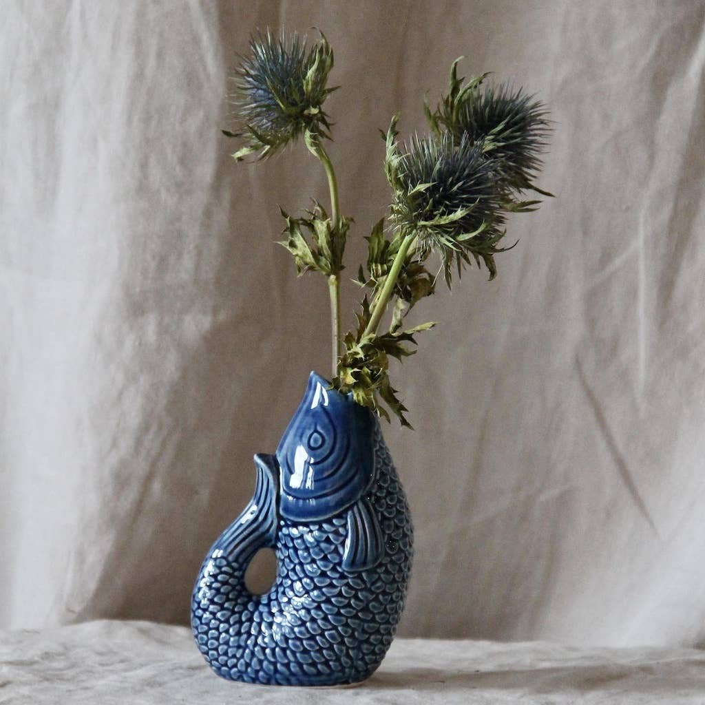 Vase ceramic Poisson pm bleu L8,2 P5 H12cm: Blue - Image 2
