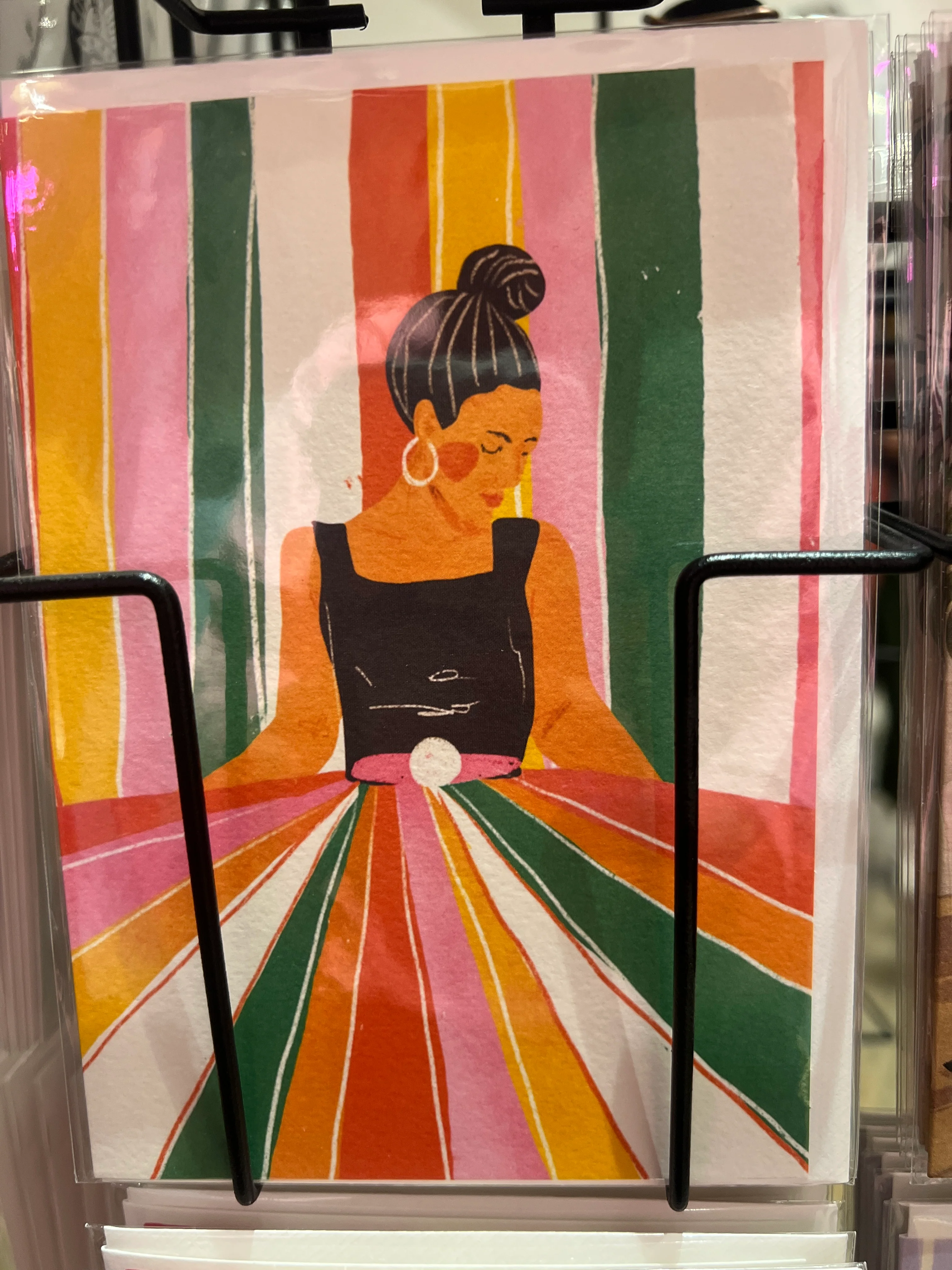 Woman in colourful skirt